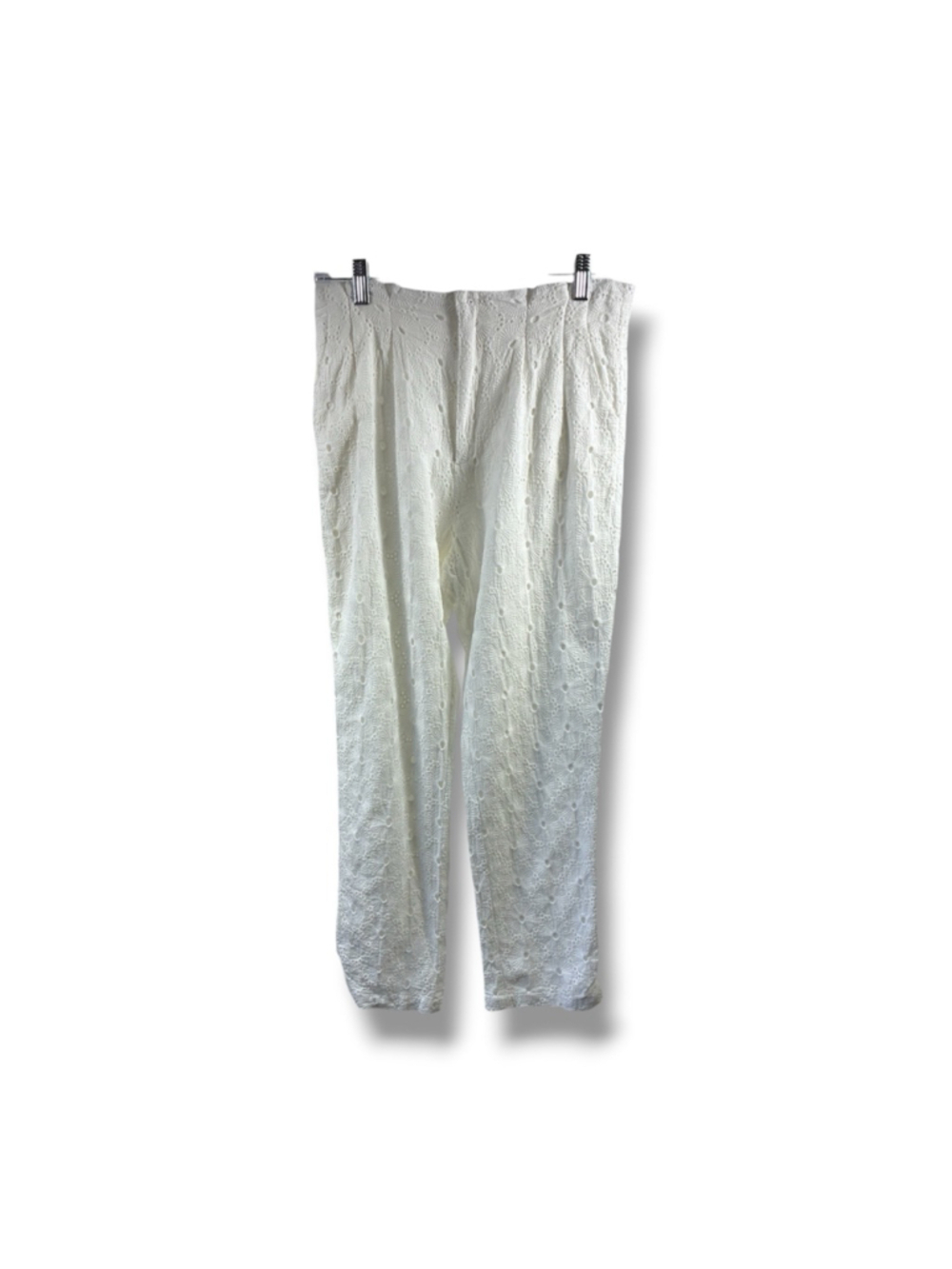 Anthropologie Eyelet Ankle & Cropped Pants in White Size 2